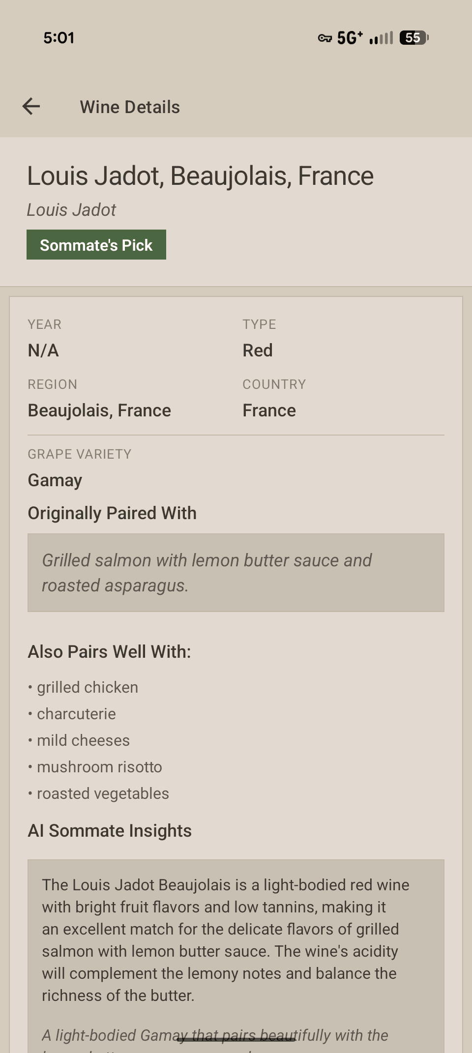 Wine details and insights