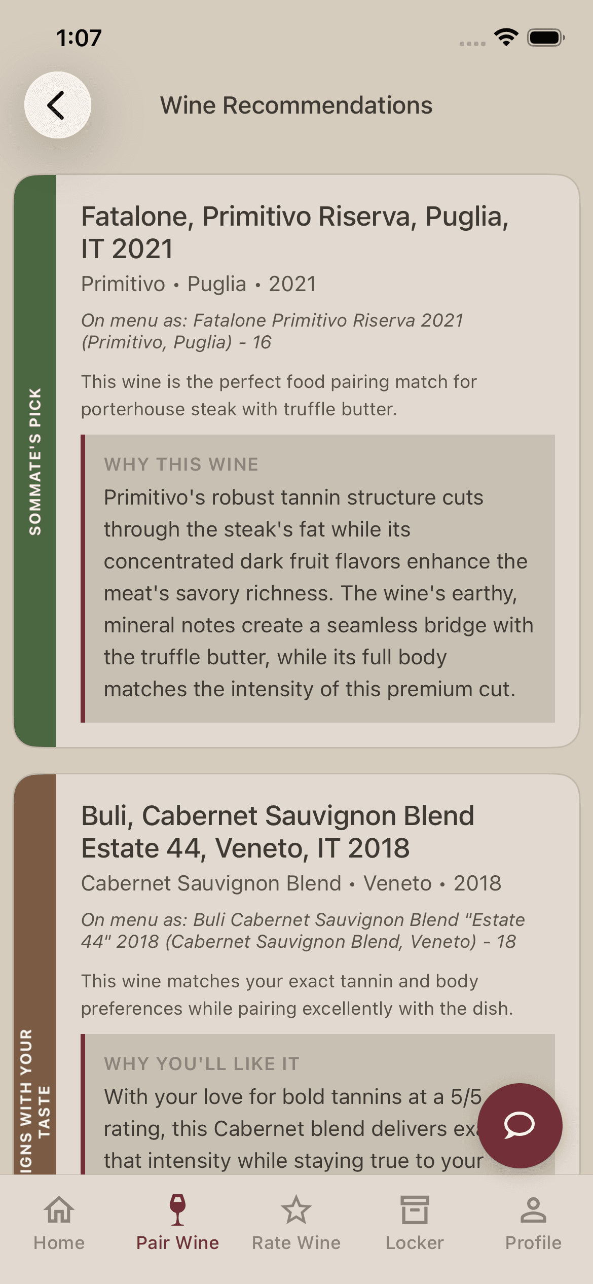 AI wine recommendations
